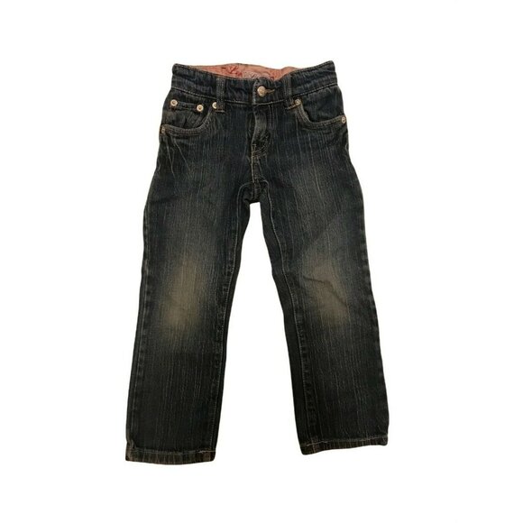 Levis Kids Regular Fit Denim Jeans 5L Dark Wash Cotton Blend Straight Leg - Picture 1 of 4
